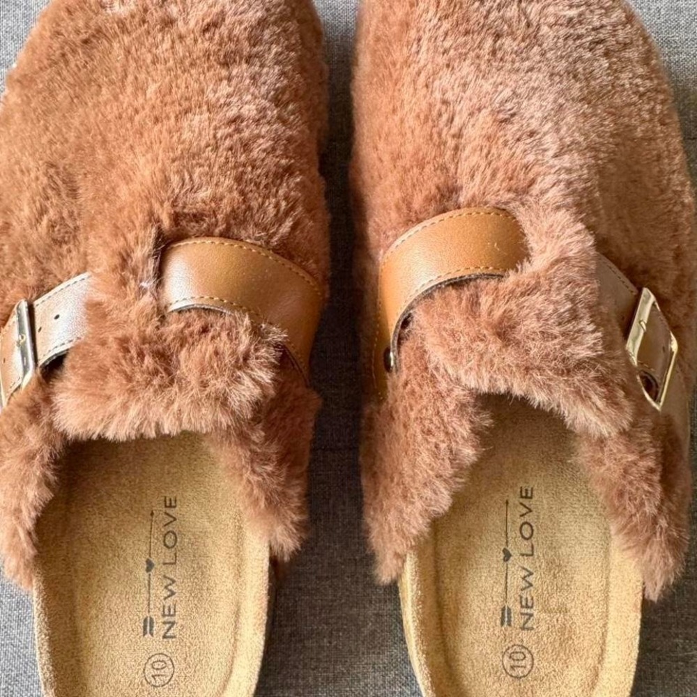 Fuzzy Brown Clogs